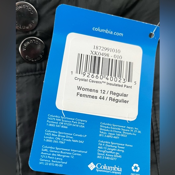 NWT Columbia Crystal Cavern Insulated Snow Pant for Women - Size 12 - Picture 4 of 4